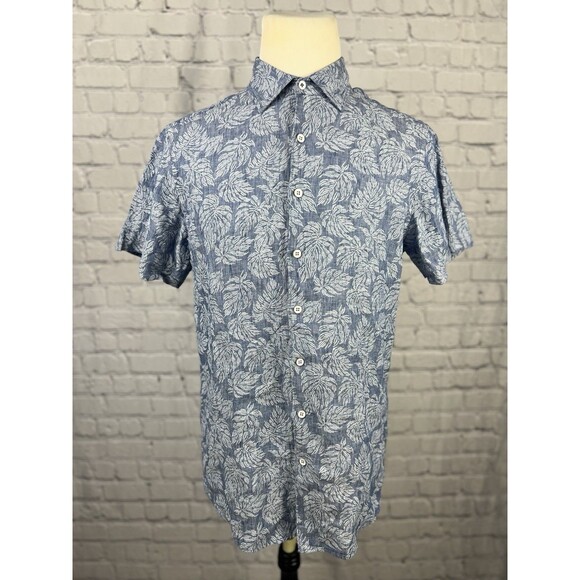 Rodd & Gunn 100%Linen Short Sleeve Button Up Shirt Men M Sports Fit Blue Floral - Picture 4 of 7